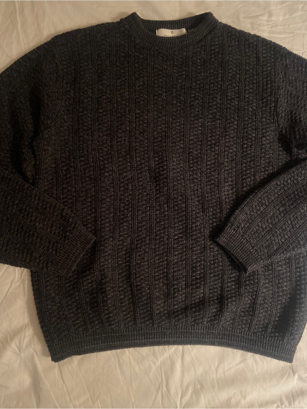 bill blass Charcoal Cable-Knit Crewneck Sweater - Picture 2 of 12